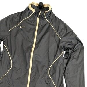 Nike Storm-FIT Womens XS Windbreaker Jacket Black Tan Full Zip Mesh Lined 380196
